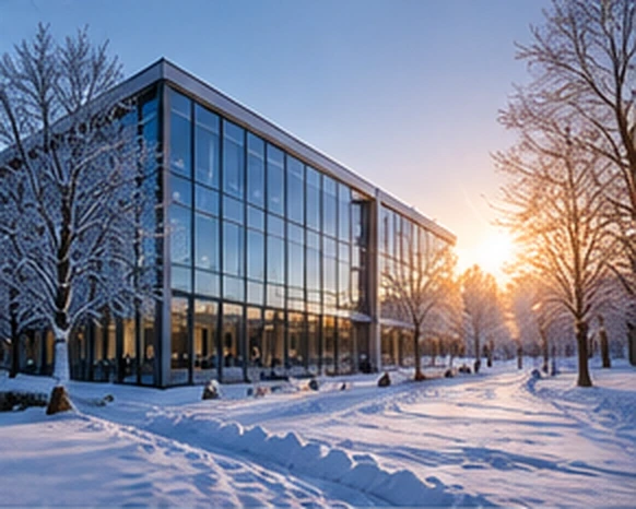 CGI: Glasfassade im Winter